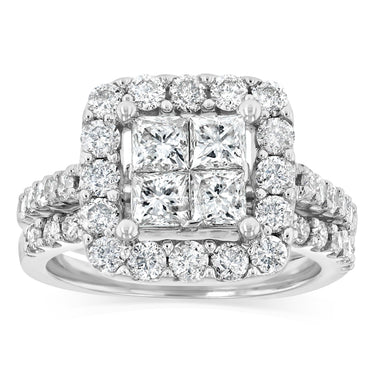 1.45 Carat Diamond Bridal 2-Ring in 10ct White Gold