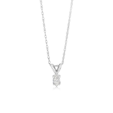1/6 Carat Diamond Solitaire Pendant in 14ct White Gold on 46cm Chain