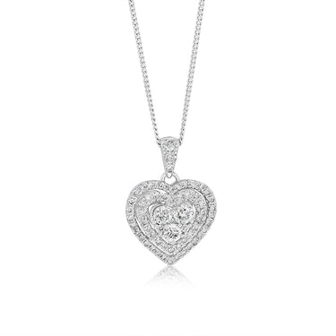1 Carat Diamond Heart Pendant in 9ct White Gold