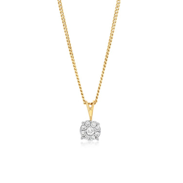 1/10 Carat Diamond Pendant in 9ct Yellow Gold