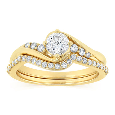 1 Carat Diamond Bridal 2 Ring Set in 10ct Yellow Gold