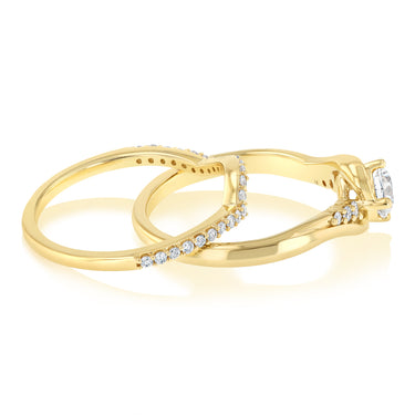 1 Carat Diamond Bridal 2 Ring Set in 10ct Yellow Gold