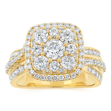 1.95 Carat Diamond Cluster Ring in 10ct Yellow Gold