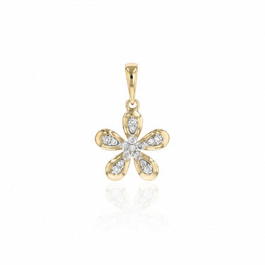 Diamond Flower Pendant in 9ct Yellow Gold