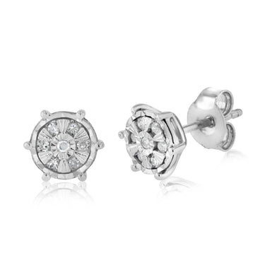 1/10 Carat Diamond Stud Earrings in Sterling Silver