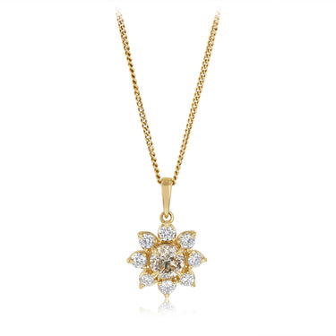 1 Carat Diamond Flower Pendant in 9ct Yellow Gold