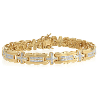 1/10 Carat Diamond Gents 22cm Bracelet in Gold Plated Silver