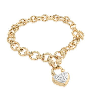 1/5 Carat Diamond Fob Heart Bracelet in Gold Plated Sterling Silver