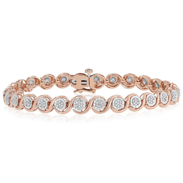 1/5 Carat Diamond Bracelet in Rose Gold Plated Sterling Silver