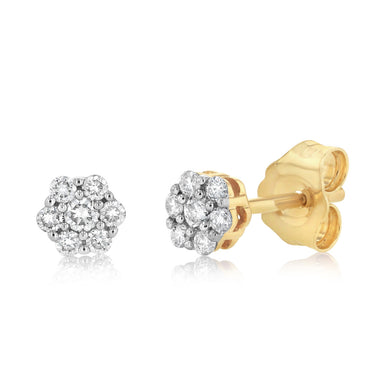 1/6 Carat Diamond Stud Earrings in 9ct Yellow Gold