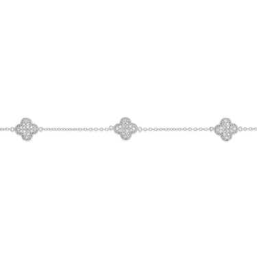 1/4 Carat Diamond Clover Bracelet in Stirling Plated