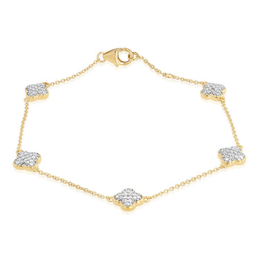1/4 Carat Diamond Clover 17cm Bracelet in Gold Plated Stirling Silver