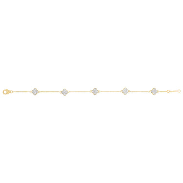 1/4 Carat Diamond Clover 17cm Bracelet in Gold Plated Stirling Silver