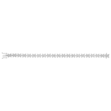 1/5 Carat Diamond Flower Bracelet in Stirling Silver