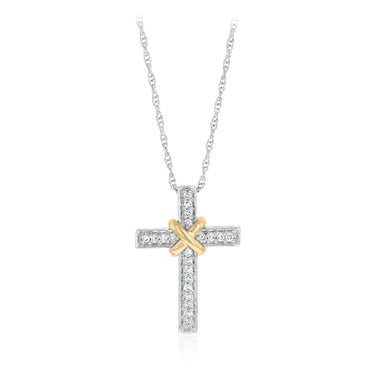 Diamond Cross Pendant on 46cm Chain in Gold Plated Sterling Silver