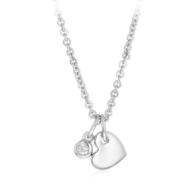 Diamond Heart and Circle Charms Symbolising Eternal Love on Adjustable 43-48cm Chain in Sterling Silver