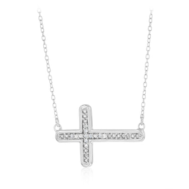 Diamond Cross Pendant on 45cm Chain in Sterling Silver