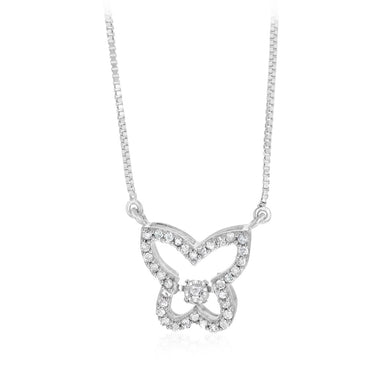 1/5 Carat Diamond Butterfly Pendant on 45cm Chain in Sterling Silver