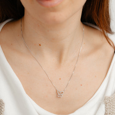 1/5 Carat Diamond Butterfly Pendant on 45cm Chain in Sterling Silver