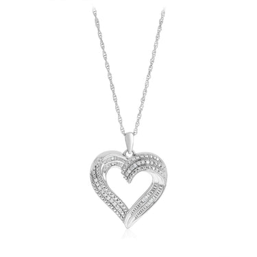 Diamond Heart Pendant in Sterling Silver