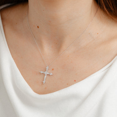 1/5 Carat Diamond Cross Pendant on 45cm Chain in Sterling Silver