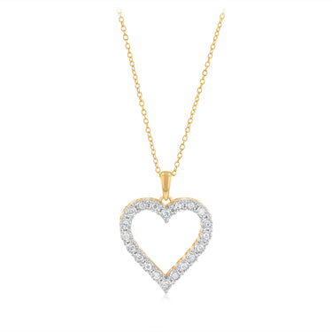 1/4 Carat Diamond Heart Pendant on 46cm Chain in Gold Plated Sterling Silver