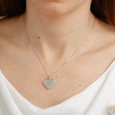 Diamond Locket Heart Pendant  on Chain in Sterling Silver