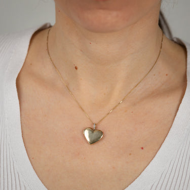 Diamond Heart Locket Pendant on 40cm Chain in Gold Plated Sterling Silver