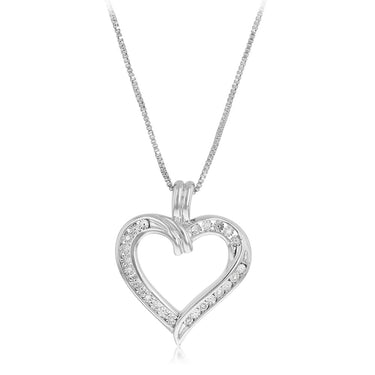 Diamond Heart Pendant in Sterling Silver