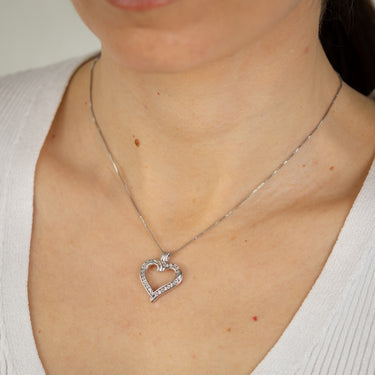 Diamond Heart Pendant in Sterling Silver