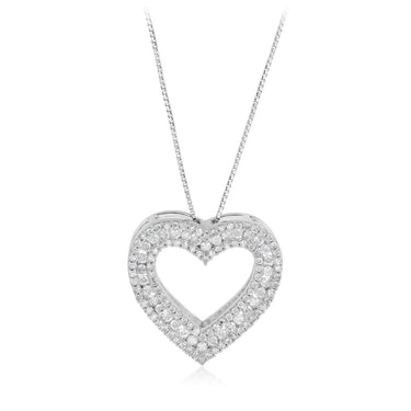 0.95 Carat Diamond Heart Pendant in Sterling Silver