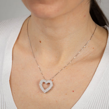 0.95 Carat Diamond Heart Pendant in Sterling Silver