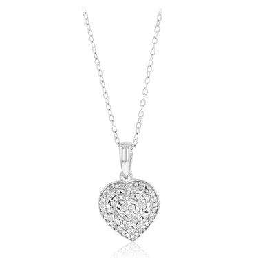 Diamond Heart Pendant on 46cm Chain in Sterling Silver