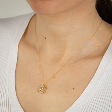 Diamond Turtle Pendant on 46cm Chain in Gold Plated Sterling Silver