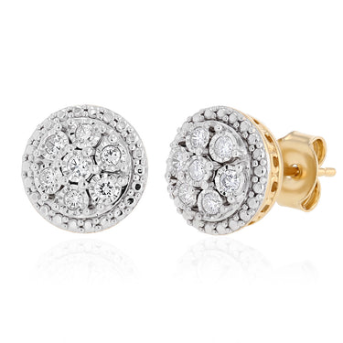 0.45 Carat Diamond Stud Earrings and Pendant on Chain Set in Gold Plated Sterling Silver