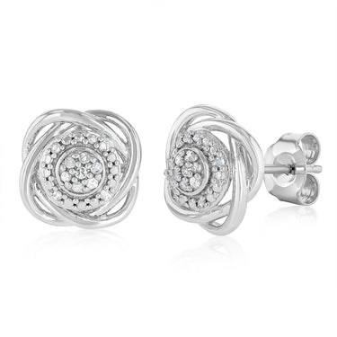 Diamond Stud Earrings in Sterling Silver