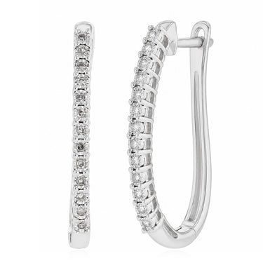 Diamond Hoop Earrings in Sterling Silver