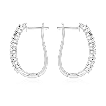 Diamond Hoop Earrings in Sterling Silver
