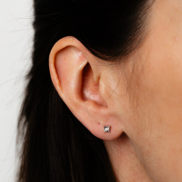 Diamond Solitaire Stud Earrings in Sterling Silver