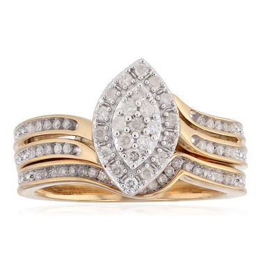 0.35 Carat Diamond 2-Ring Bridal Set in Gold Plated Sterling Silver
