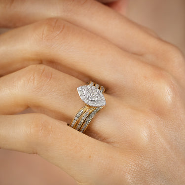0.35 Carat Diamond 2-Ring Bridal Set in Gold Plated Sterling Silver