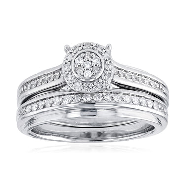 1/5 Carat Diamond 2-Ring Bridal Set in Sterling Silver