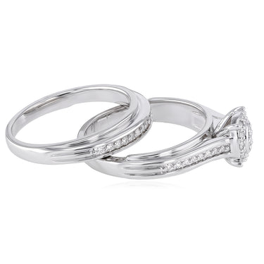 1/5 Carat Diamond 2-Ring Bridal Set in Sterling Silver