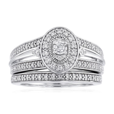 1/4 Carat Diamond 2-Ring Bridal Set in Sterling Silver