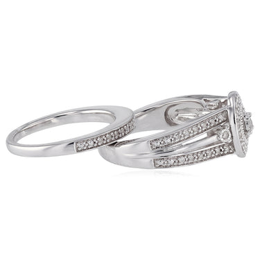 1/4 Carat Diamond 2-Ring Bridal Set in Sterling Silver