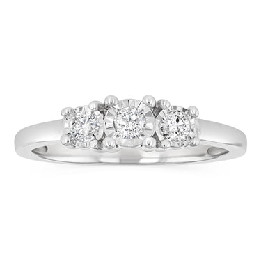 1/5 Carat Diamond Trilogy Ring in Sterling Silver