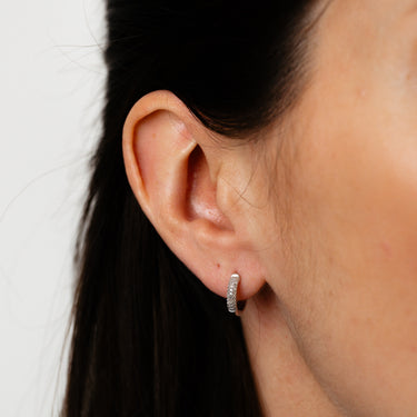 Diamond Hoop Earrings in Sterling Silver