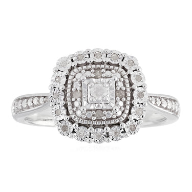 21 Diamonds Ring in Sterling Silver