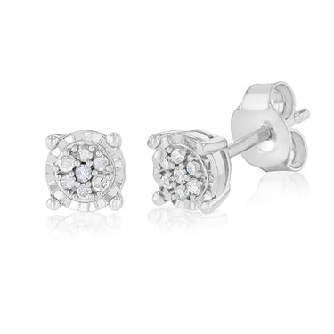 Diamond Stud Earrings in Sterling Silver