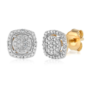 Diamond Stud Earrings in Gold Plated Sterling Silver